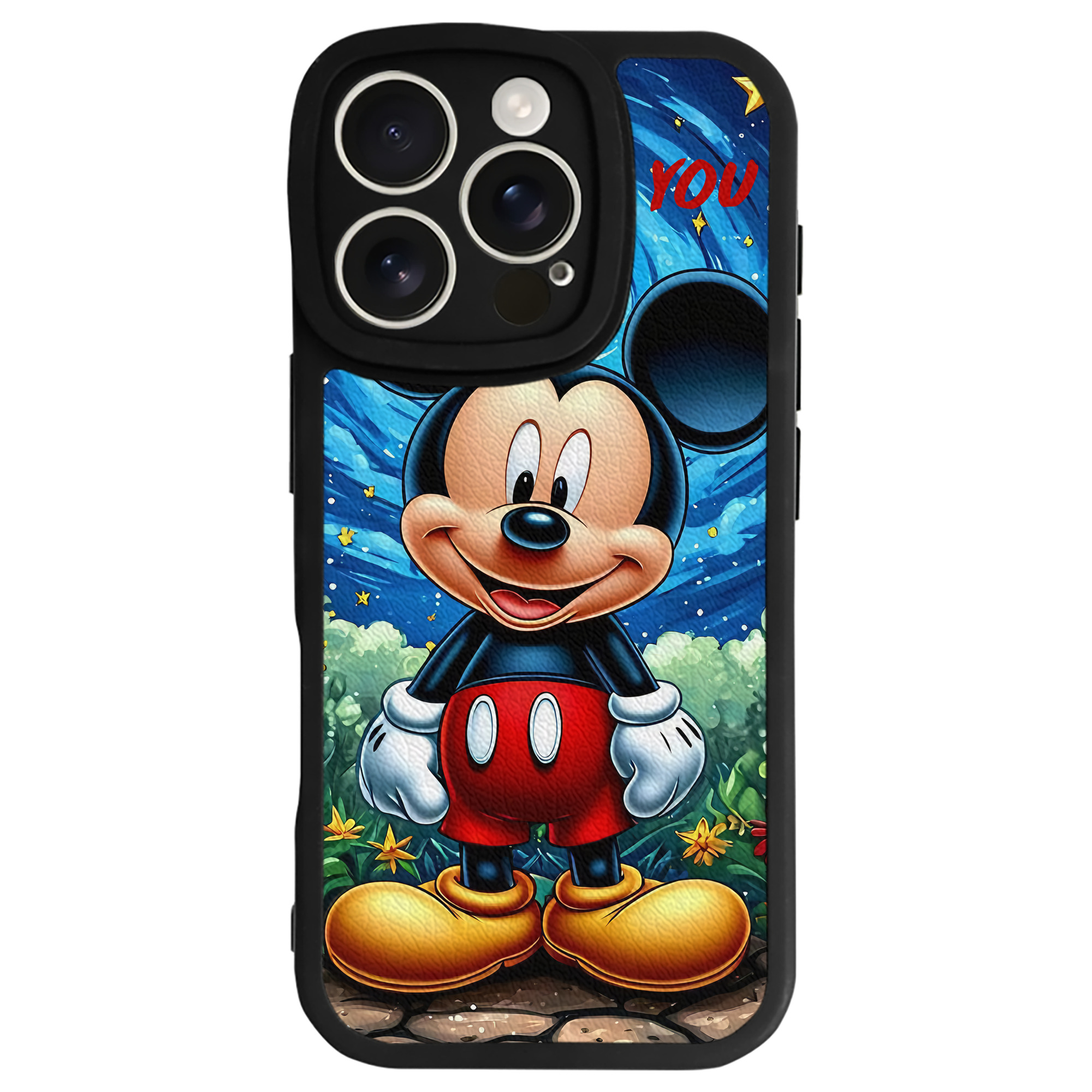 （画像用） ミッキーマウス Mickey Mouse 【iPhone 16シリーズ対応】シリコンスマホケース（レザー調） 材質：シリコン